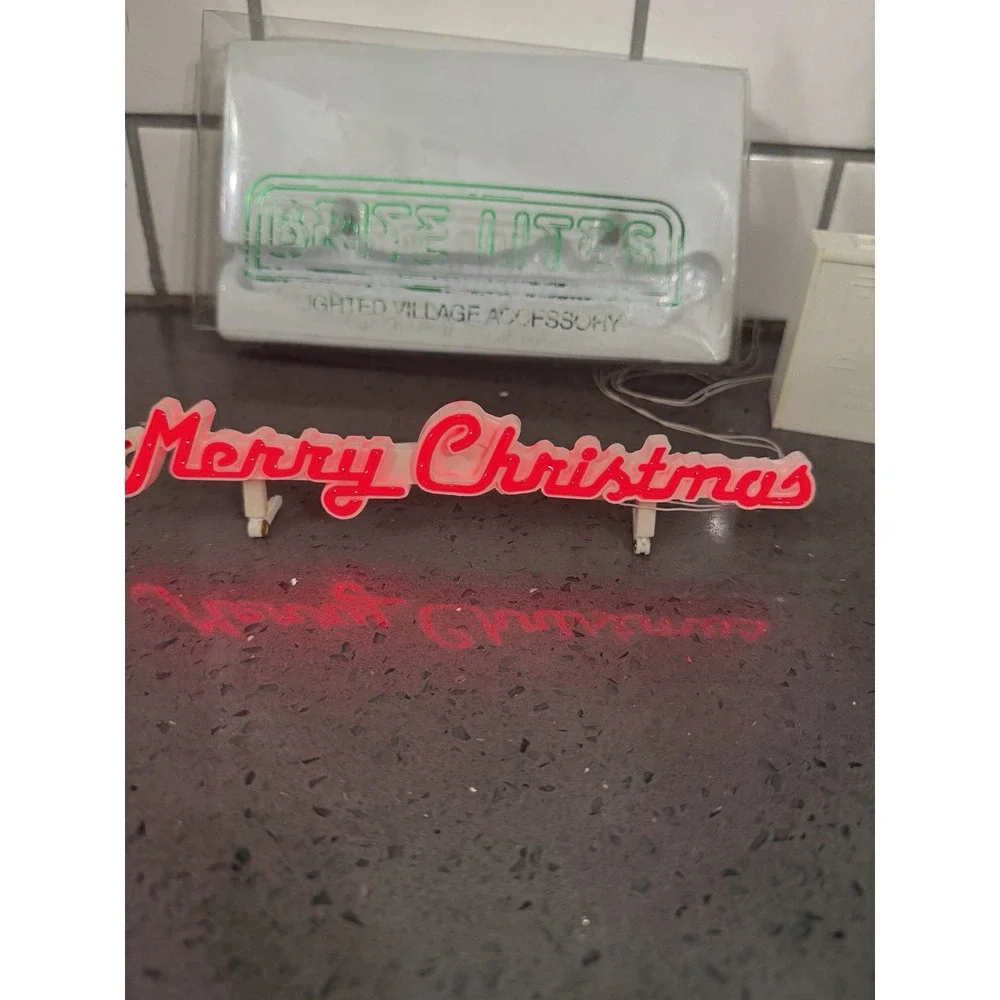 Department 56 Brite Lites Lighted Village Accessory Merry Christmas Sign Vintage
